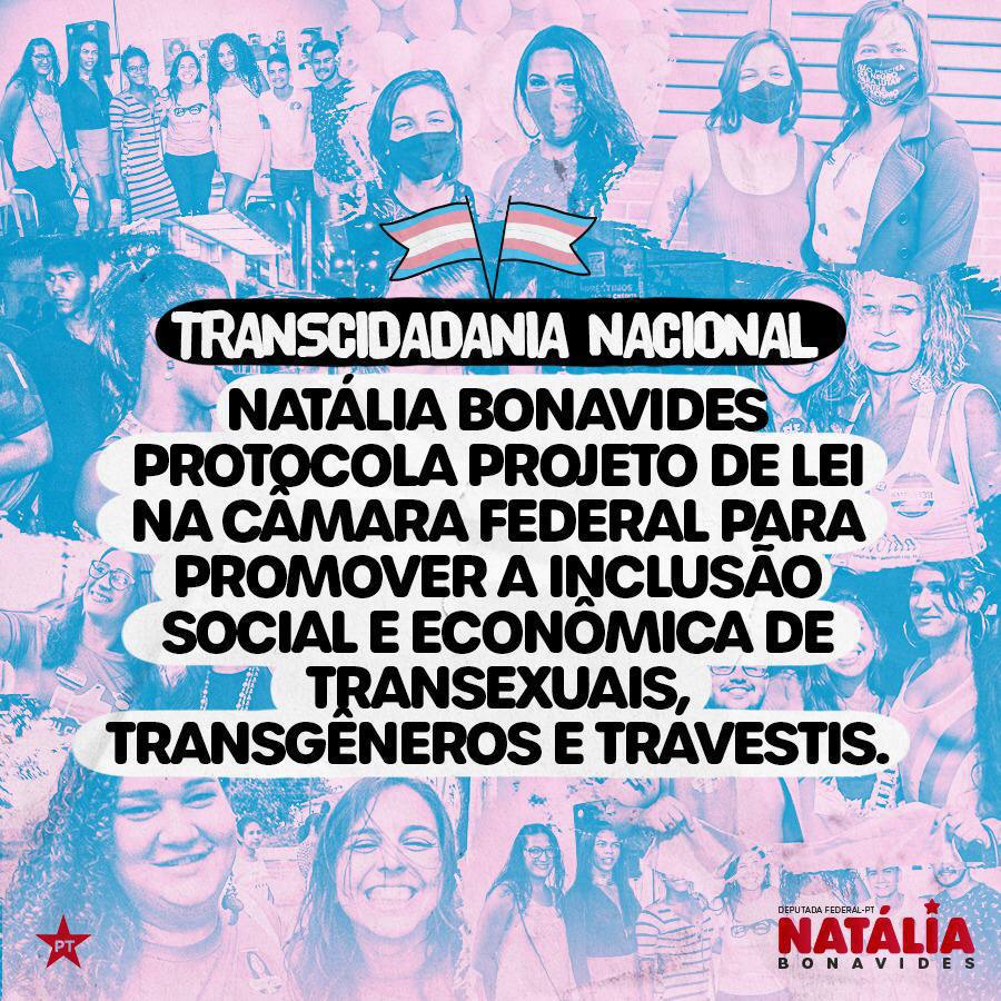 Direitos LGBT+: Natália Bonavides apresenta projeto para promover emprego e  renda para a população trans e travesti - Natália Bonavides